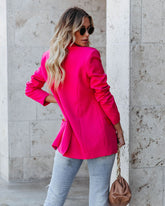 Love Notes Pocketed Colorblock Blazer - Fuchsia Red